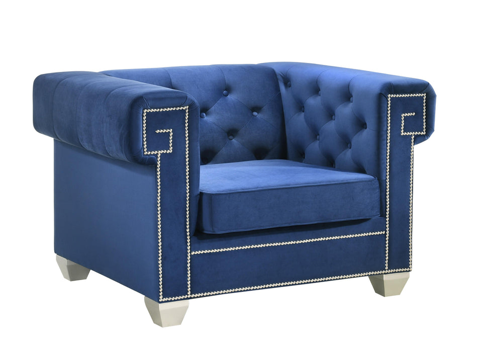 Clover Modern Style Blue Chair with Steel Legs