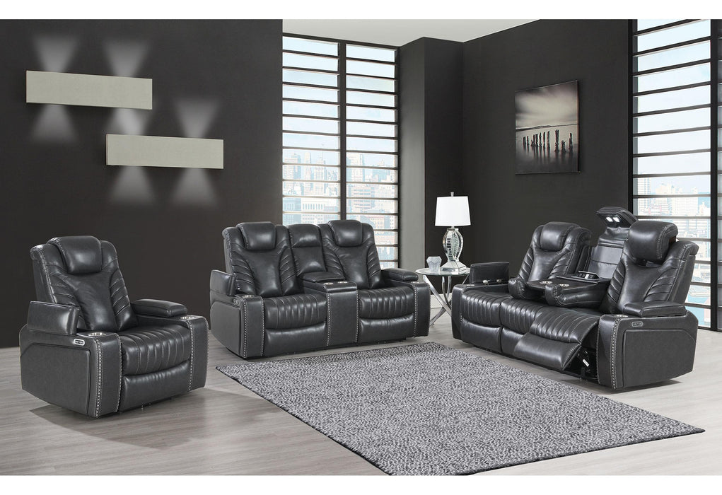 U1677 BLANCHE GREY POWER RECLINING SOFA AND POWER CONSOLE RECLINING SOFA