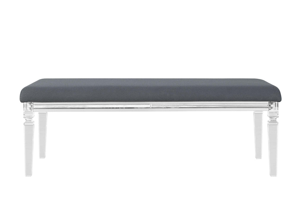 CALEB SILVER BENCH WITH ACRYLIC LEGS