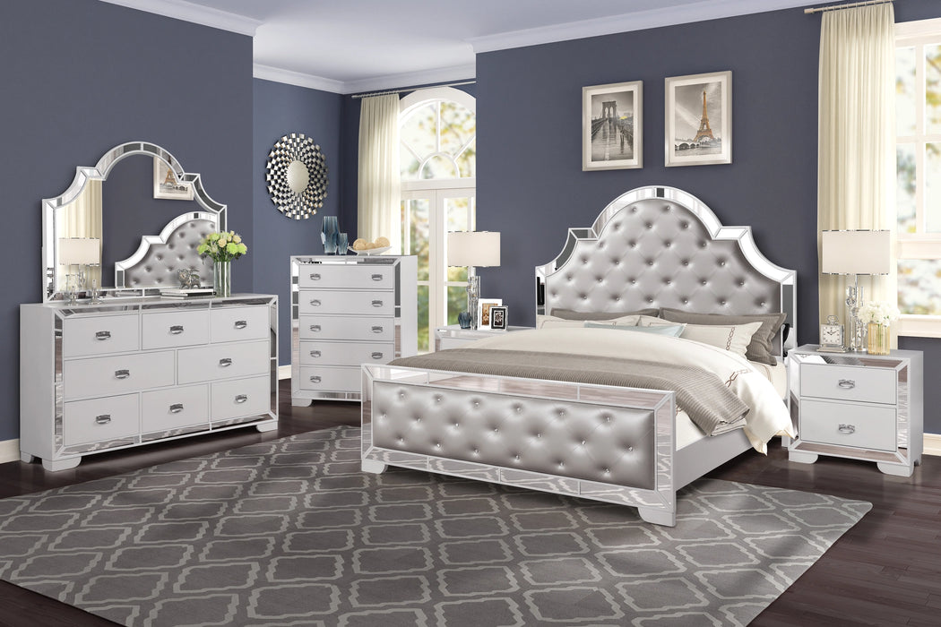 Grand Gloria Contemporary Style Nightstand in White finish Wood