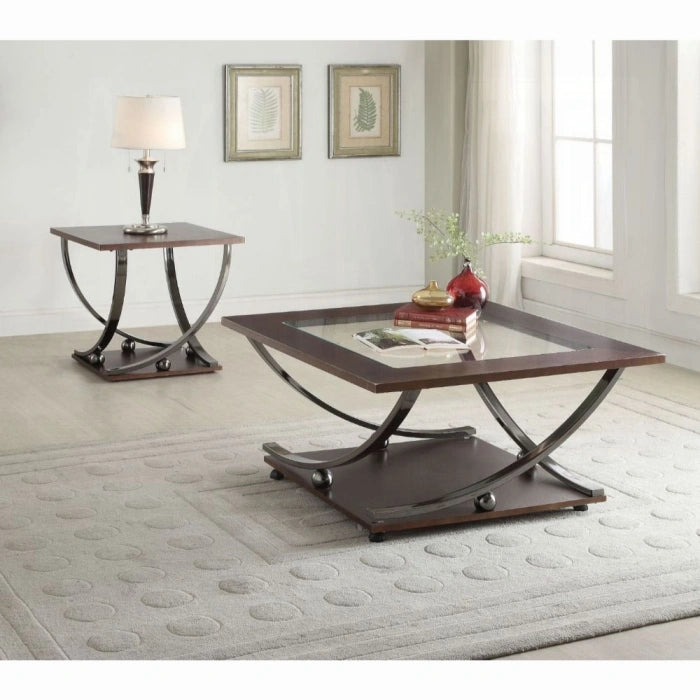 Isiah Black Nickel & Clear Glass Coffee Table