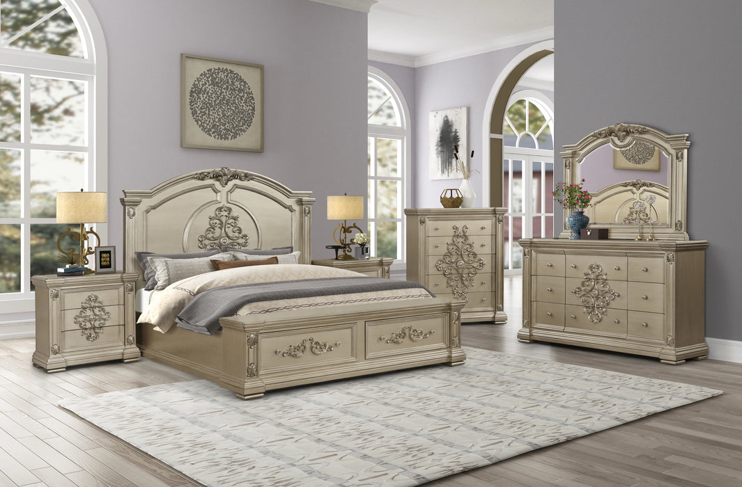 Alicia Transitional Style Nightstand in Beige finish Wood