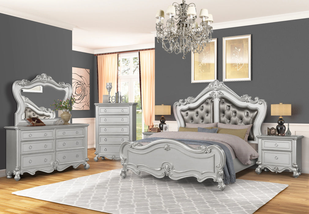 Adriana Transitional Style Chest in Silver finish Wood