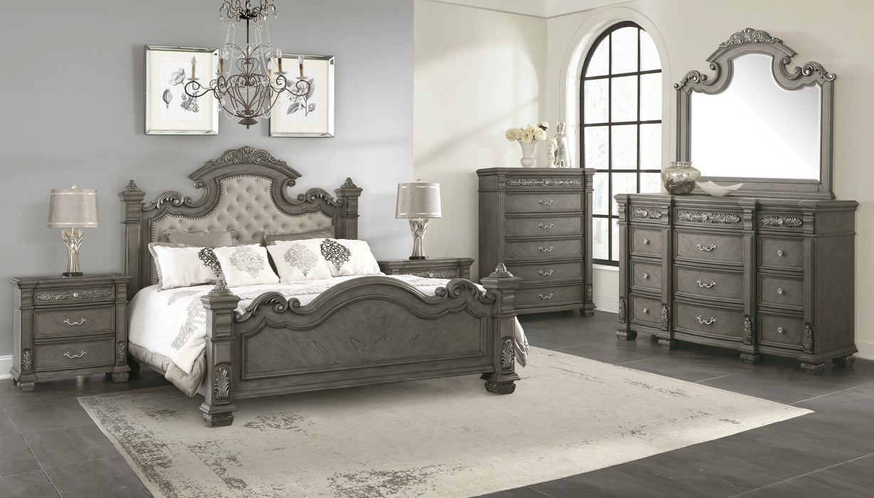 Silvy Transitional Style Nightstand in Gray finish Wood