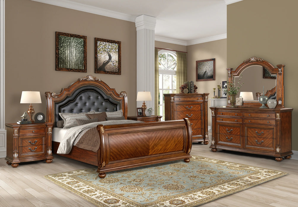Viviana Traditional Style Mirror in Caramel finish Wood