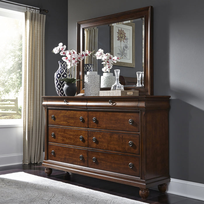 Rustic Traditions King California Sleigh Bed, Dresser & Mirror, Night Stand image