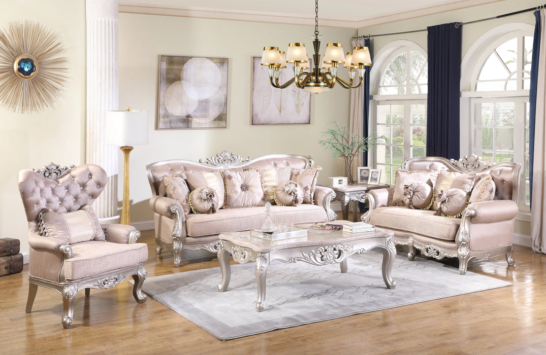 Daisy Traditional Style Coffee Table in Pearl finish Wood