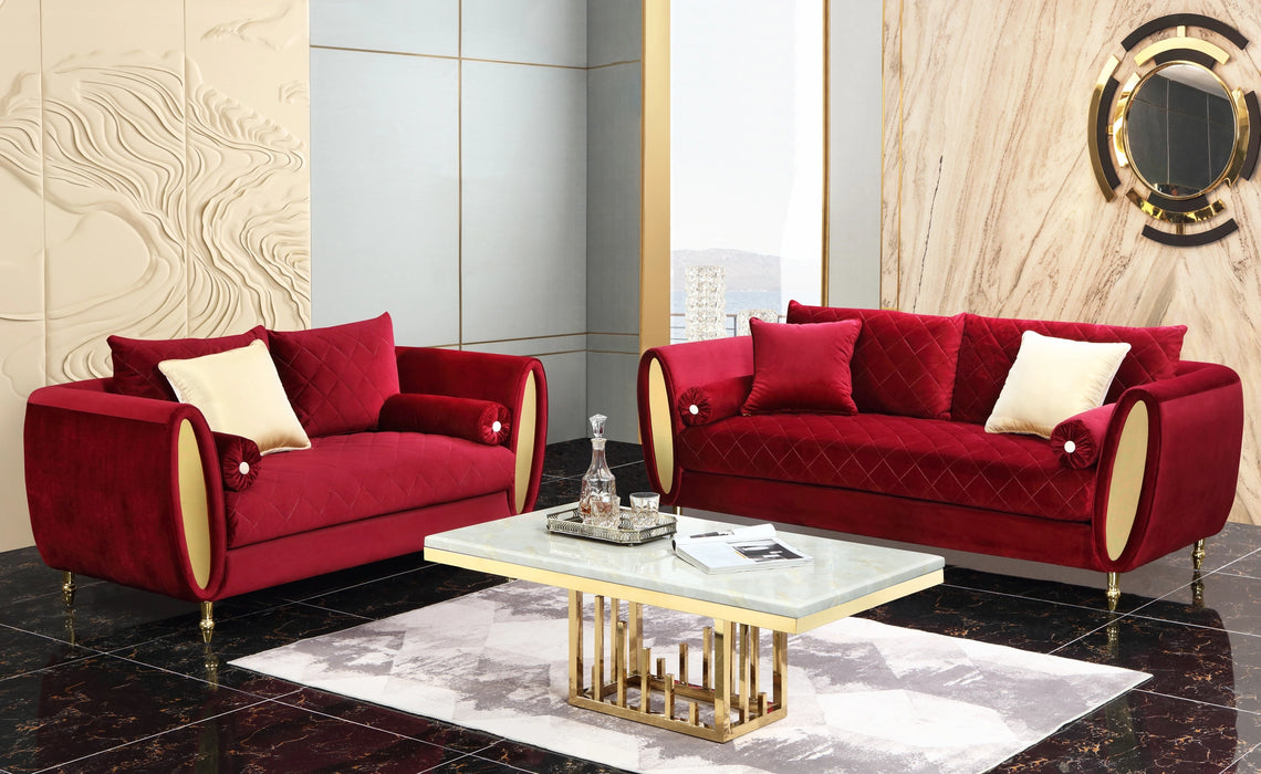 Ruby Modern Style Red Chair with Gold Finish