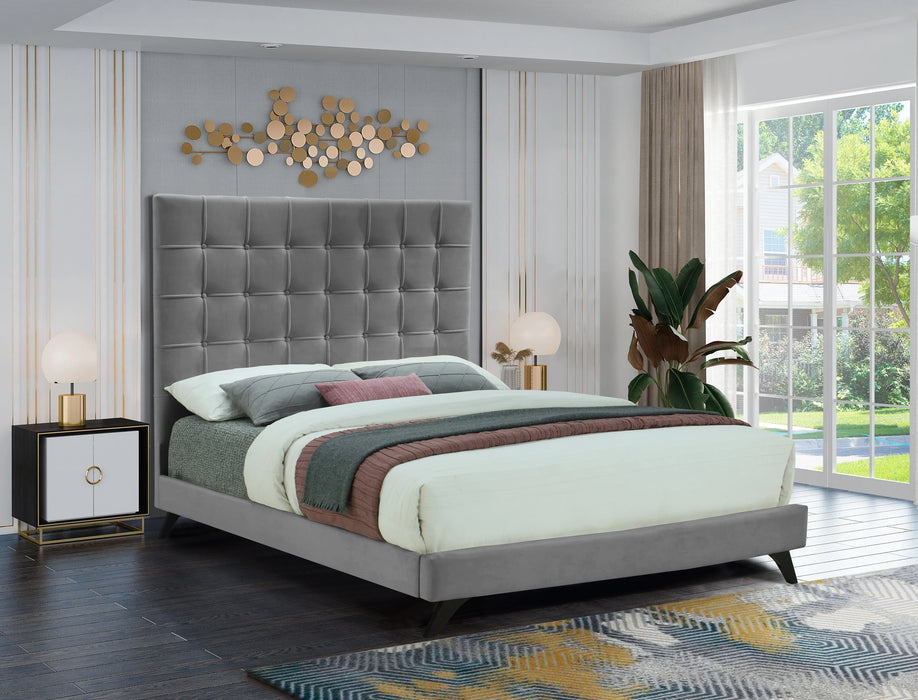Elly Grey Velvet King Bed
