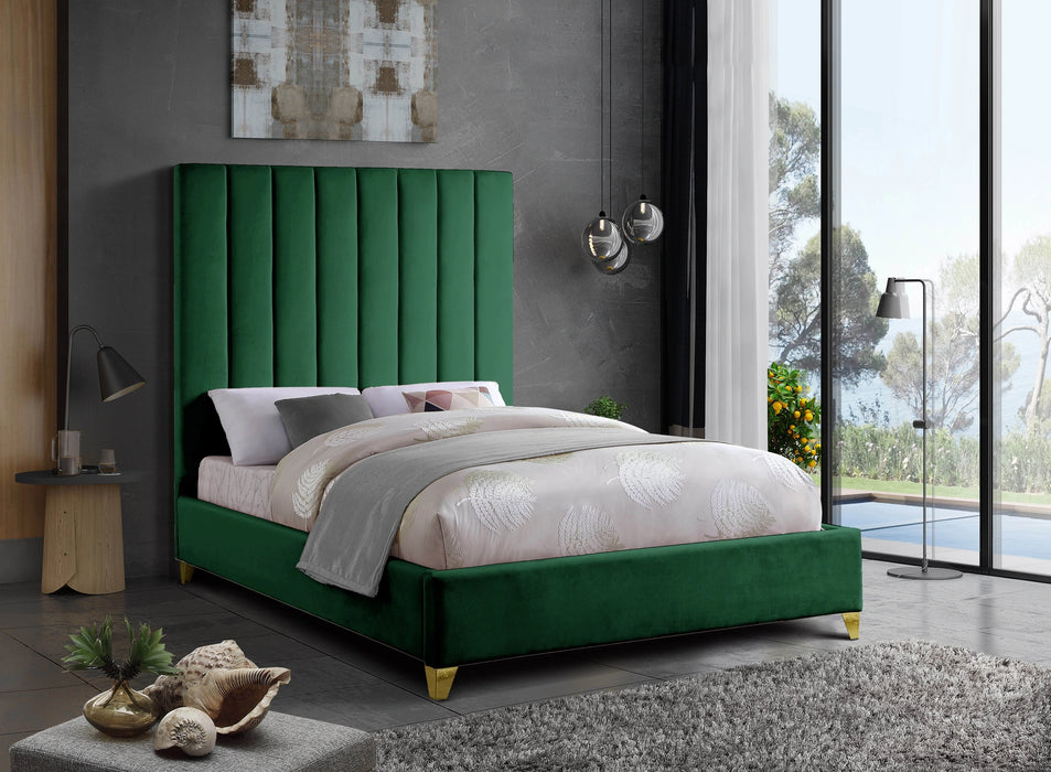 Via Green Velvet Full Bed