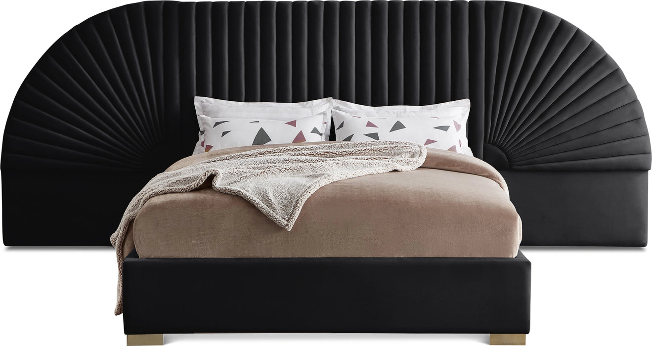Cleo Black Velvet King Bed (3 Boxes)
