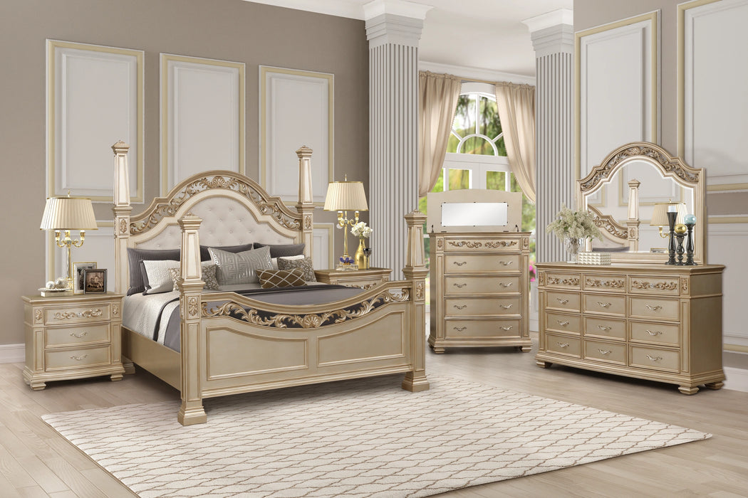 Valentina Traditional Style Nightstand in Gold finish Wood