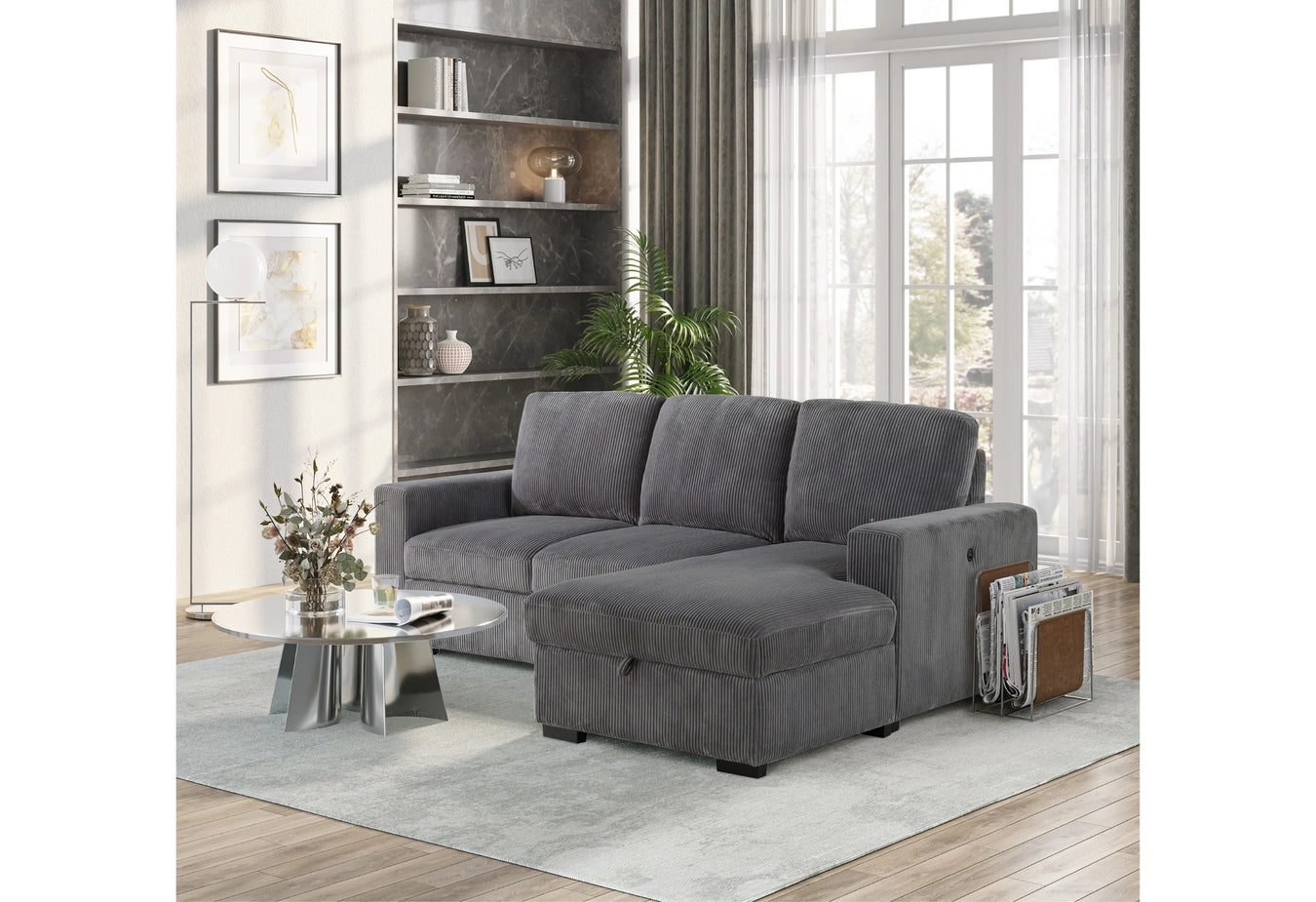 U2660 Grey L Sectional W/O Pullout
